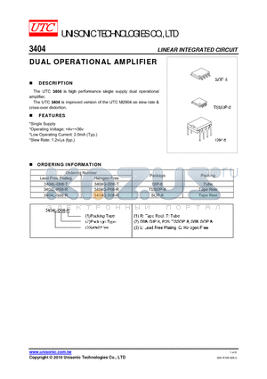 3404G-P08-R datasheet - DUAL OPERATIONAL AMPLIFIER