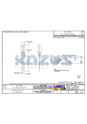 GT-NE6E1925T datasheet - NEON LAMP, 6.3mm DIA, HIGH BRIGHTNESS