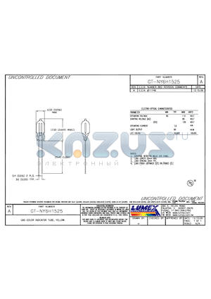 GT-NY6H1525 datasheet - GAS COLOR INDICATOR TUBE, YELLOW