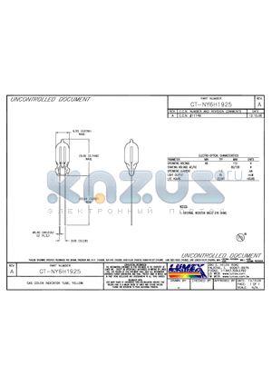 GT-NY6H1925 datasheet - GAS COLOR INDICATOR TUBE, YELLOW