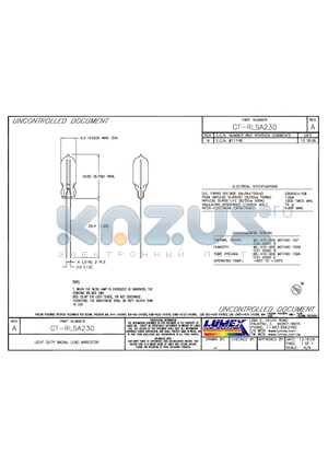 GT-RLSA230 datasheet - LIGHT DUTY RADIAL LEAD ARRESTOR