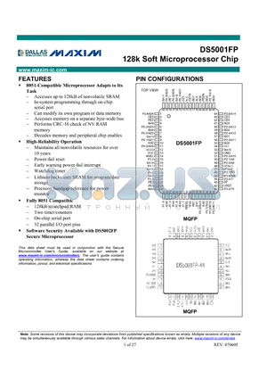 DS5001FP_05 datasheet - 128k Soft Microprocessor Chip