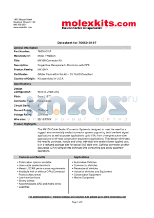 34062-0008 datasheet - SIngle Row Receptacle to Distributor with CPA