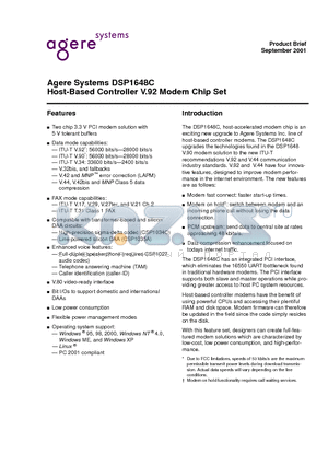 CSP1027 datasheet - Host-Based Controller V.92 Modem Chip Set