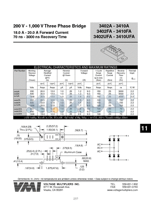 3406UFA datasheet - 200 V - 1,000 V Three Phase Bridge