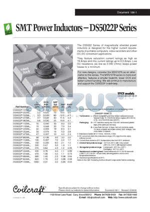 DS5022P-824ML datasheet - SMT Power Inductors
