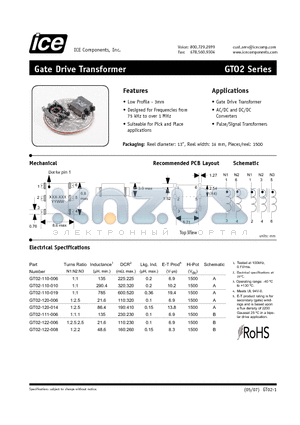 GT02-110-006 datasheet - Gate Drive Transformer