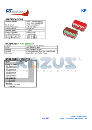 KP05ET datasheet - CIT SWITCH