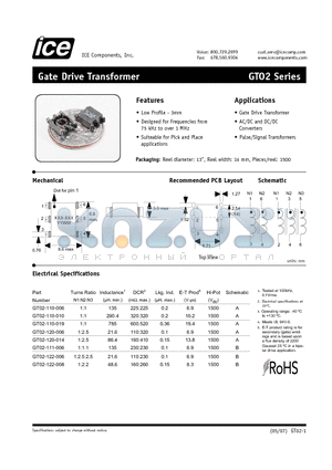 GT02-110-010 datasheet - Gate Drive Transformer