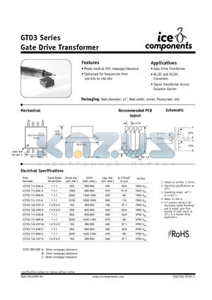 GT03 datasheet - Gate Drive Transformer