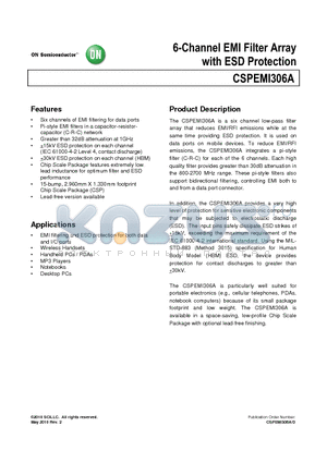 CSPEMI306A datasheet - 6-Channel EMI Filter Array with ESD Protection