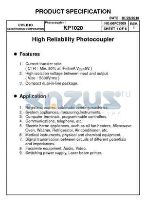 KP1020_10 datasheet - PRODUCT SPECIFICATION