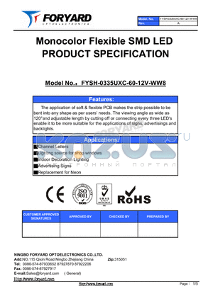 FYSH-0335UXC-60-12V-WW8 datasheet - Monocolor Flexible SMD LED