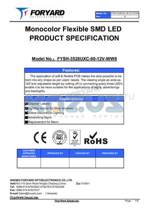 FYSH-3528UXC-60-12V-WW8 datasheet - Monocolor Flexible SMD LED