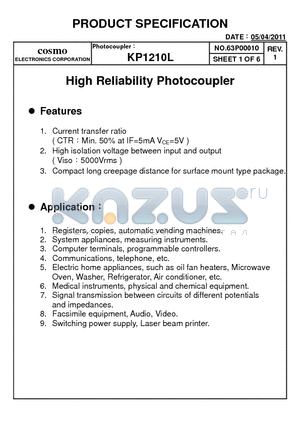 KP12106E datasheet - High Reliability Photocoupler