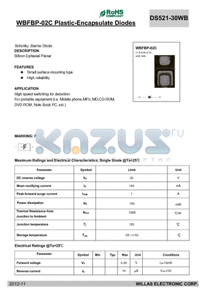 DS521-30WB datasheet - WBFBP-02C Plastic-Encapsulate Diodes