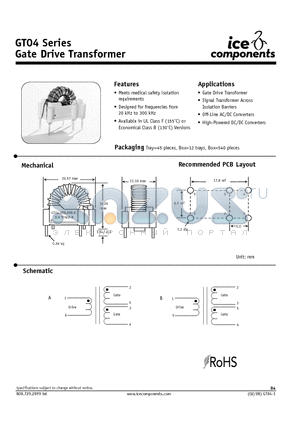 GT04-111-063 datasheet - Gate Drive Transformer