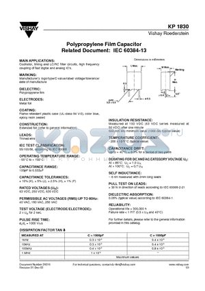 KP1830-310-065-F datasheet - Polypropylene Film Capacitor