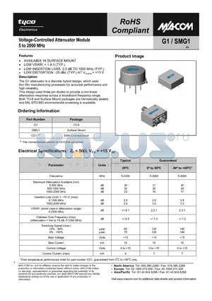 CG1 datasheet - Voltage-Controlled Attenuator Module 5 to 2000 MHz