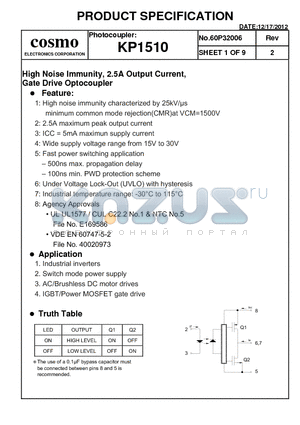 KP1510 datasheet - PRODUCT SPECIFICATION