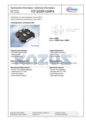 FZ1200R12HP4 datasheet - IHM-B module with soft-switching Trench-IGBT4