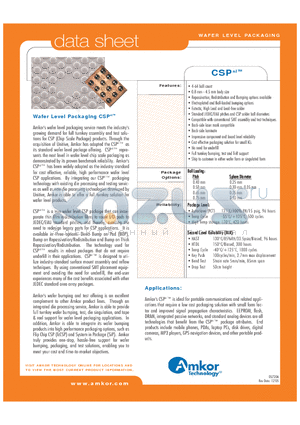 CSPNL datasheet - Wafer Level Packaging