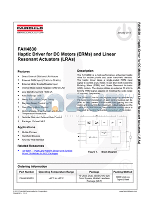 FAH4830 datasheet - Haptic Driver for DC Motors (ERMs) and Linear Resonant Actuators (LRAs)