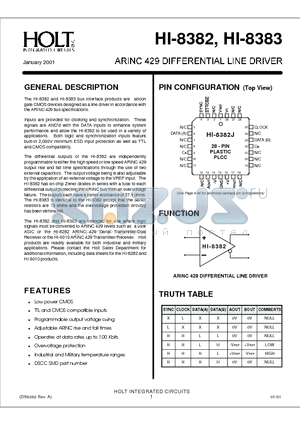 HI-8382 datasheet - ARINC 429 DIFFERENTIAL LINE DRIVER