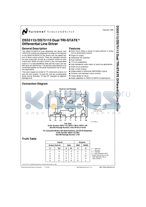 DS55113 datasheet - Dual TRI-STATE Differential Line Driver