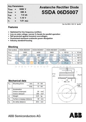 5SDA06D3807 datasheet - Avalanche Rectifier Diode