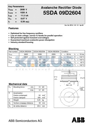 5SDA09D2304 datasheet - Avalanche Rectifier Diode