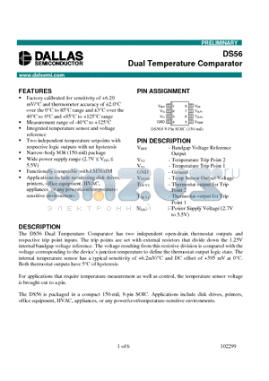 DS56 datasheet - Dual Temperature Comparator