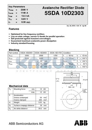 5SDA10D2303 datasheet - Avalanche Rectifier Diode