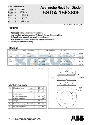 5SDA16F3806 datasheet - Avalanche Rectifier Diode