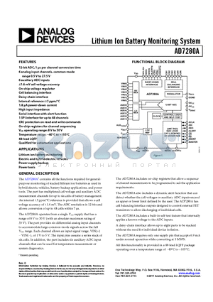 AD7280A datasheet - Lithium Ion Battery Monitoring System Cell balancing interface