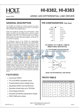 HI-8383CM-01 datasheet - ARINC 429 DIFFERENTIAL LINE DRIVER