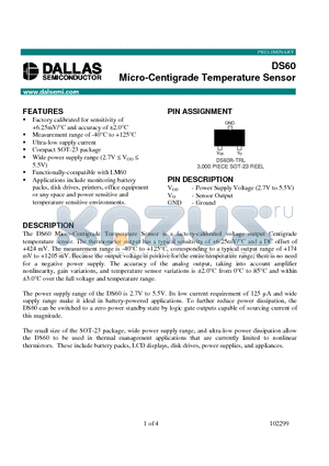 DS60 datasheet - Micro-Centigrade Temperature Sensor