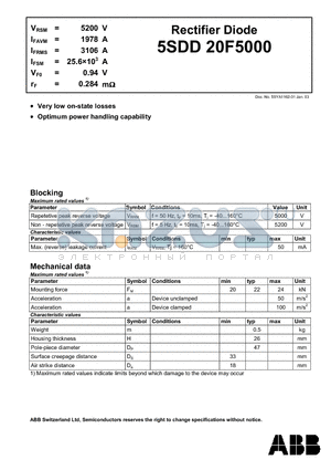 5SDD20F5000 datasheet - Rectifier Diode