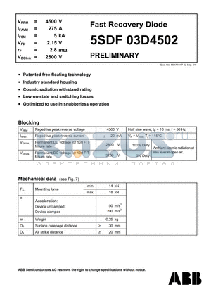 5SDF03D4502 datasheet - Fast Recovery Diode