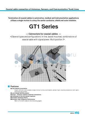 GT1-1S-30/2.9C datasheet - Coaxial cable connection of Antennas, Sensors, and Communication Trunk Lines