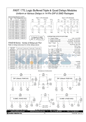 FAI4D-M09 datasheet - FAST / TTL Logic Buffered Triple & Quad Delays Modules