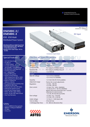 DS650DC-3 datasheet - 650 - 850 Watt Distributed Power System