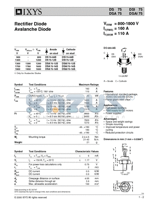 DS75-12B datasheet - Rectifier Diode Avalanche Diode