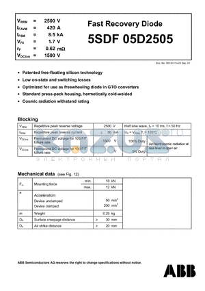 5SDF05D2505 datasheet - Fast Recovery Diode