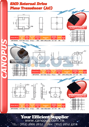 CSPT1507I50L datasheet - SMD External Drive Piezo Transducer (AC)