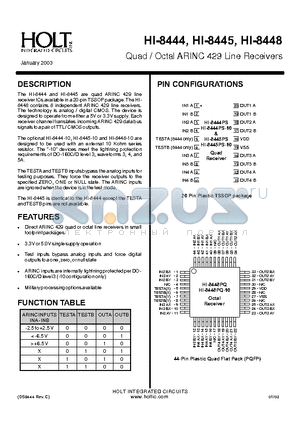 HI-8444 datasheet - Quad / Octal ARINC 429 Line Receivers