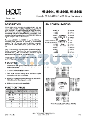 HI-8444PS-10 datasheet - Quad / Octal ARINC 429 Line Receivers