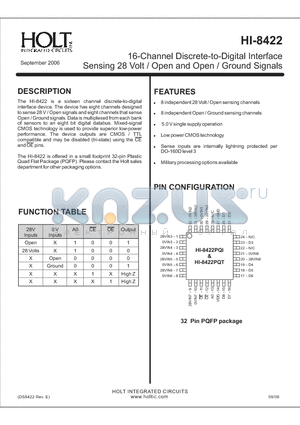 HI-8422PQTF datasheet - 16-Channel Discrete-to-Digital Interface