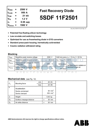 5SDF11F2501 datasheet - Fast Recovery Diode