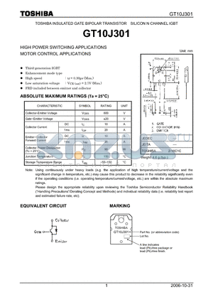 GT10J301_06 datasheet - HIGH POWER SWITCHING APPLICATIONS